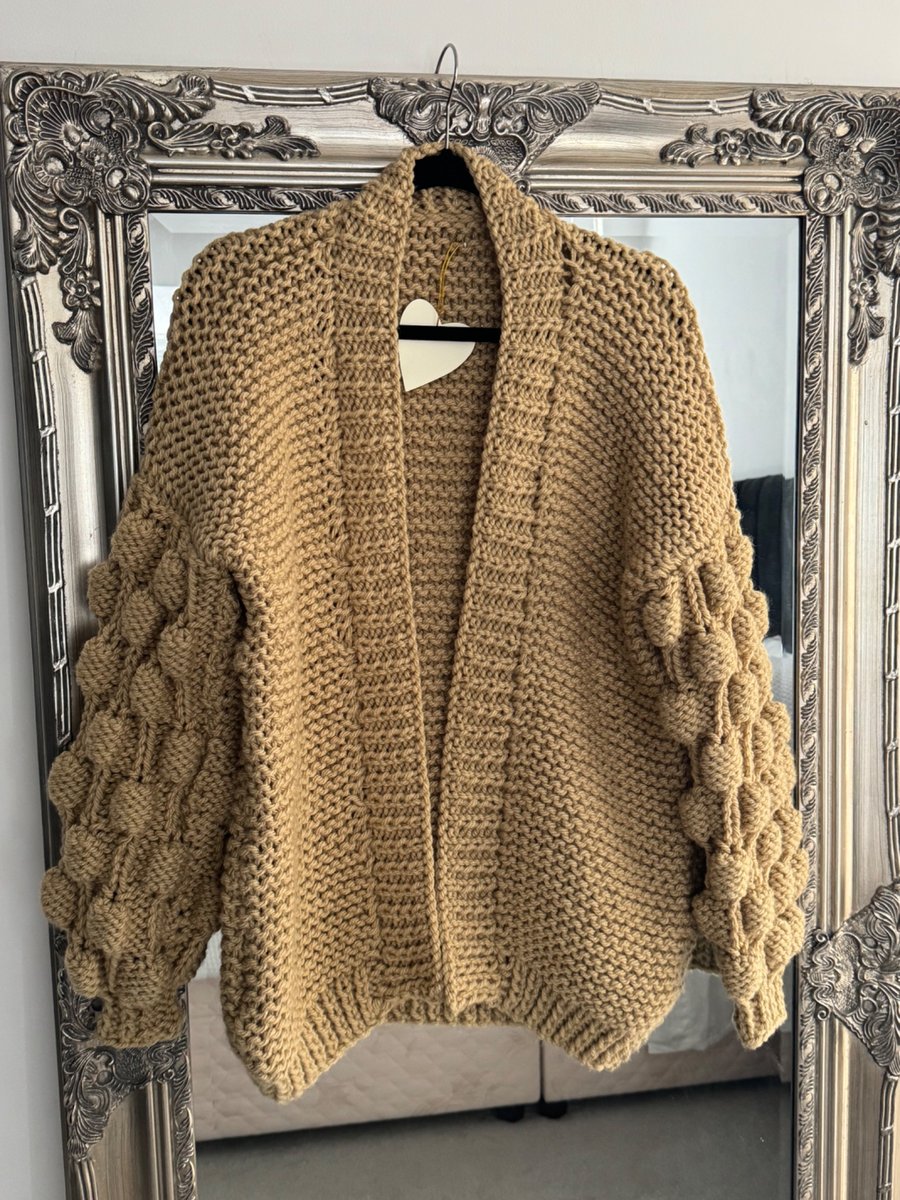 Hand knitted bobble sleeve Cardigan size 12-16