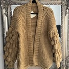 Hand knitted bobble sleeve Cardigan size 12-16