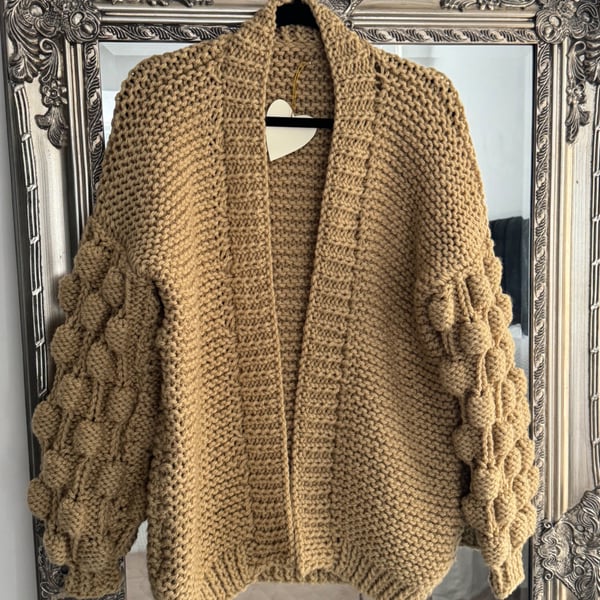 Hand knitted bobble sleeve Cardigan size 12-16