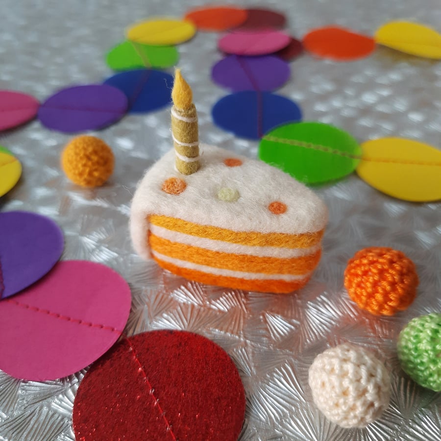 Needle Felt Birthday Cake Brooch-Choice of Two