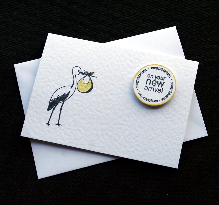 New Arrival (yellow) - Handcrafted New Baby Card - dr18-0019