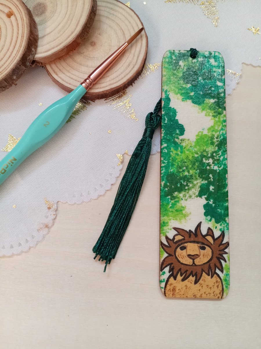 Wooden lion bookmark 
