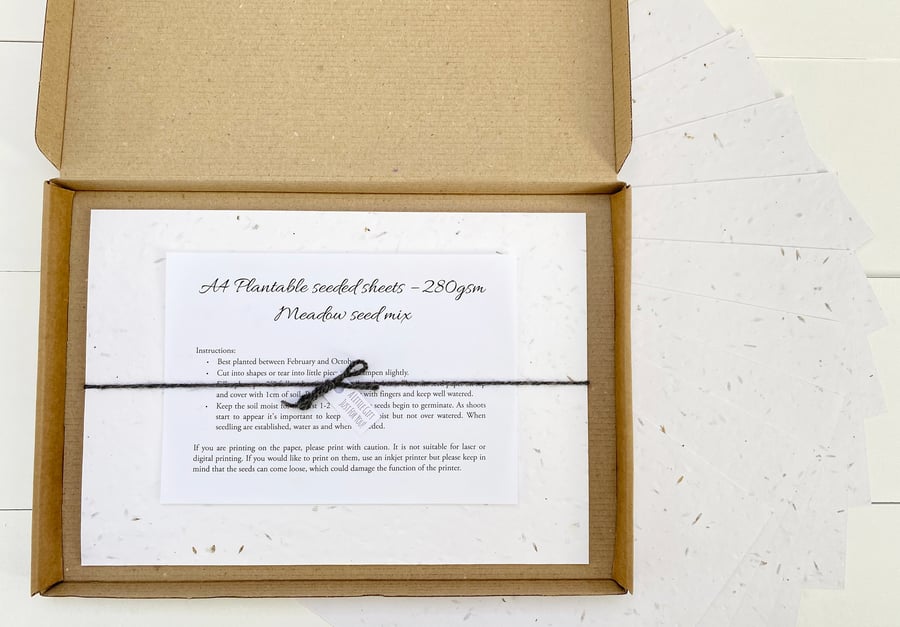 10 x A4 White Plantable Seeded Paper 280gsm - Biodegradeable Eco Friendly Card