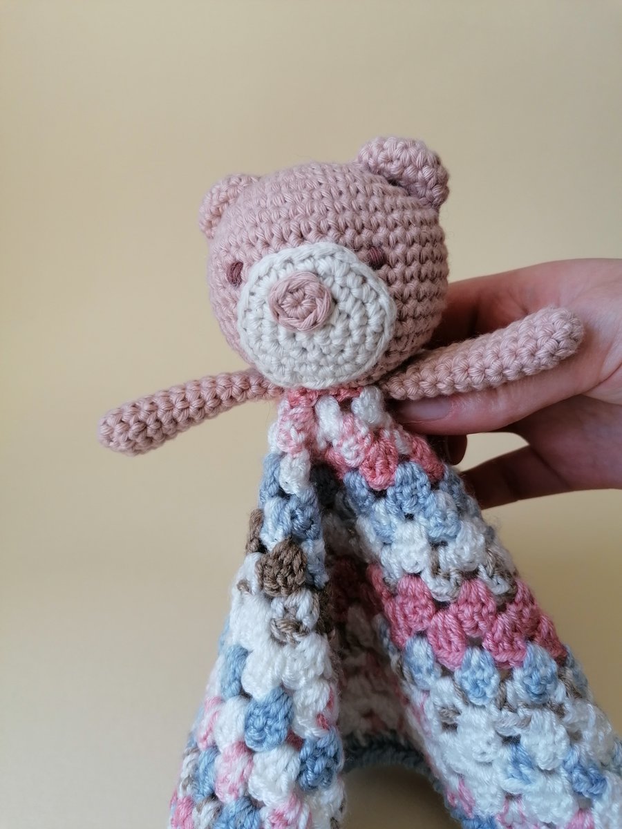Teddy Bear Lovey Comfort Blanket, Pink