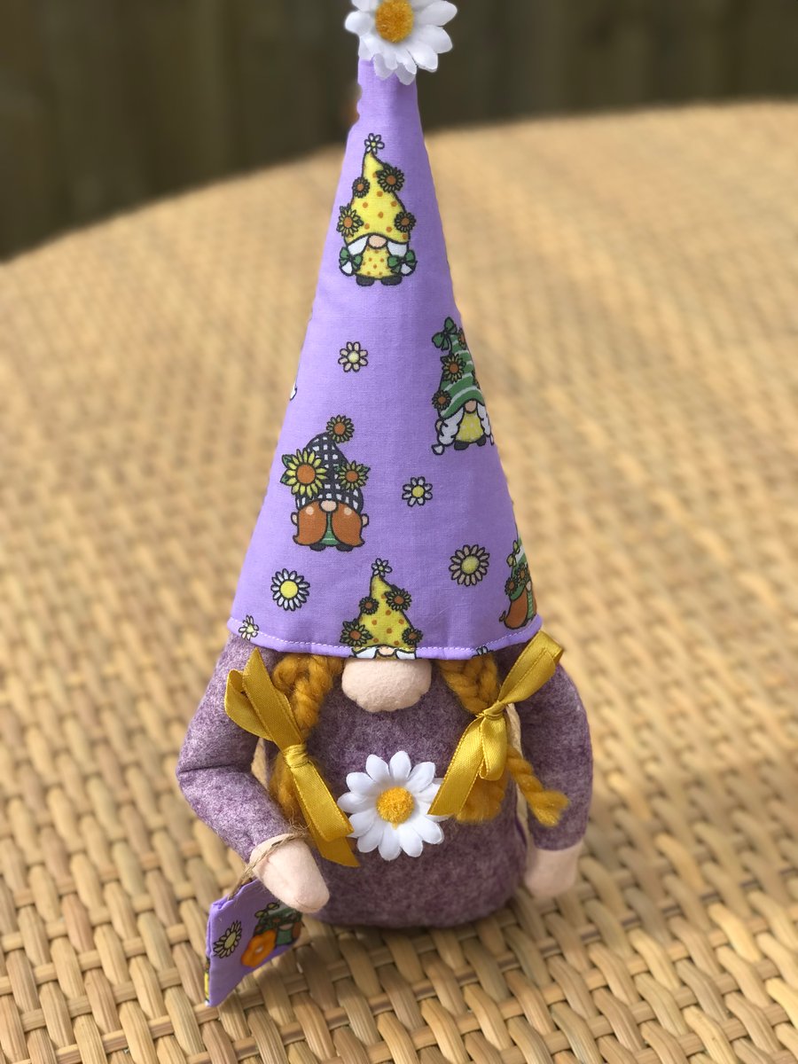 Handmade Girl Gnome for Spring, Swedish Tomte, Nordic Gonk, Gift for Mum