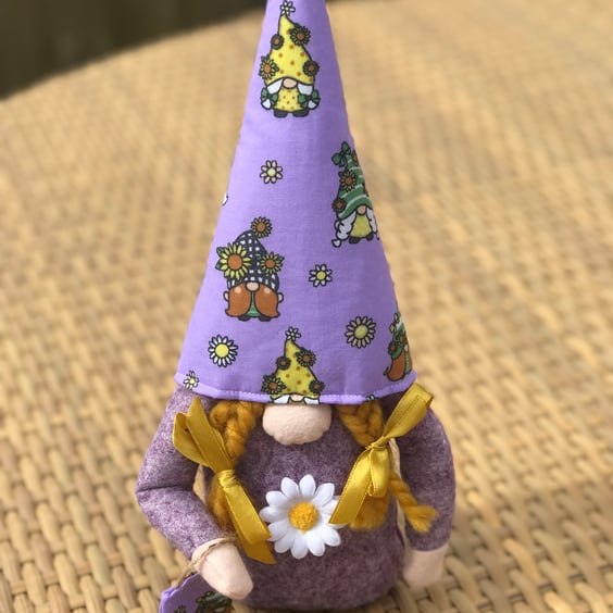 Handmade Girl Gnome for Spring, Swedish Tomte, Nordic Gonk, Gift for Mum