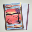 Father's Day Card - Fishing at Sunset Design - Handmade Card for Dad