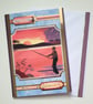 Father's Day Card - Fishing at Sunset Design - Handmade Card for Dad
