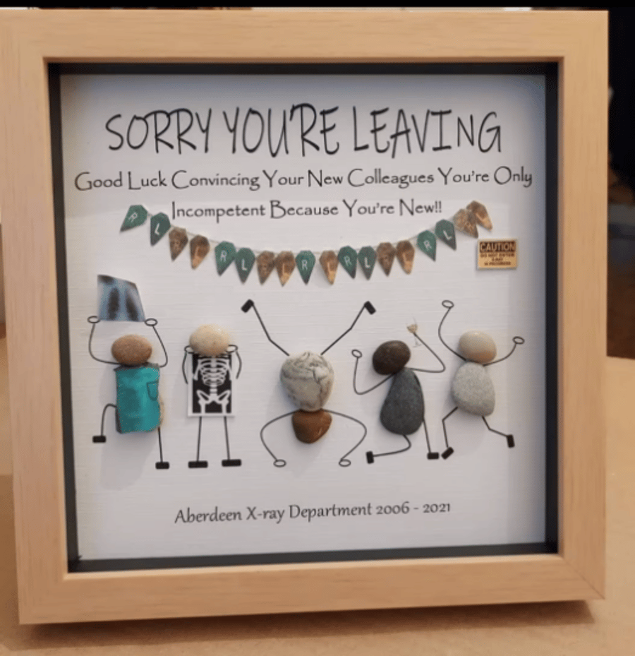 Leaving present - Sorry you're leaving - work place gift - Pebble Art - Handmade