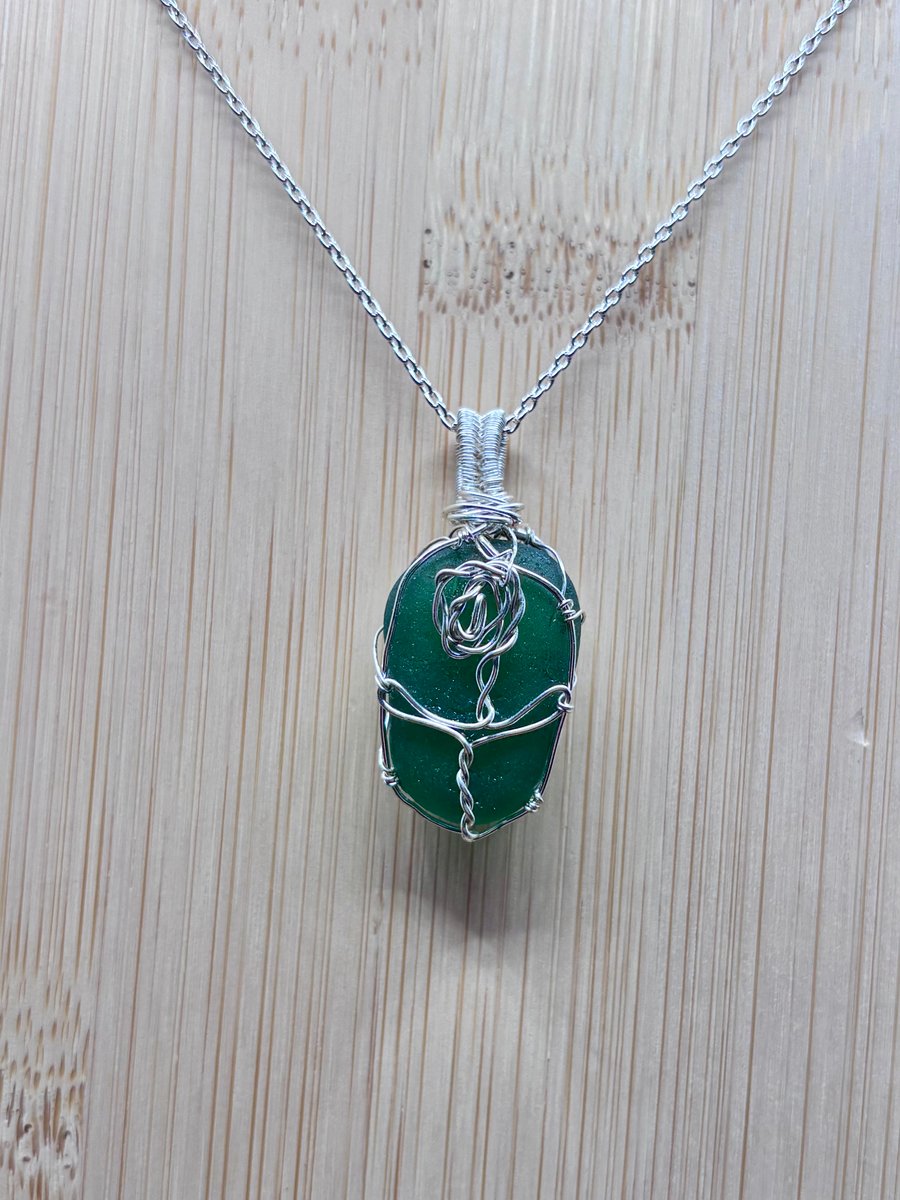 Scottish Sea Glass Pendant, Rose design Absolutely beautiful