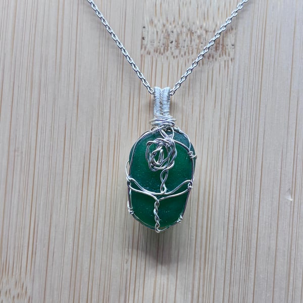 Scottish Sea Glass Pendant, Rose design Absolutely beautiful