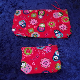 Russian Dolls Set of Two Zip Top Pouches