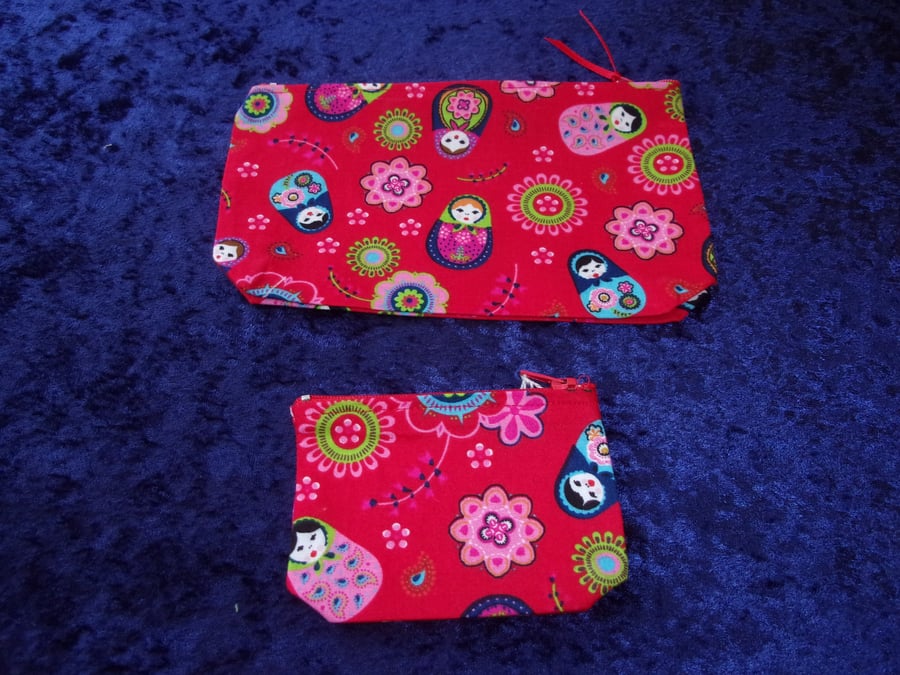 Russian Dolls Set of Two Zip Top Pouches