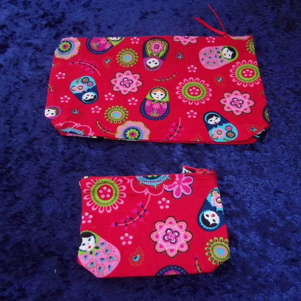 Russian Dolls Set of Two Zip Top Pouches