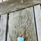 Amazonite Heart Pink Swarovski Crystal Pendant Necklace