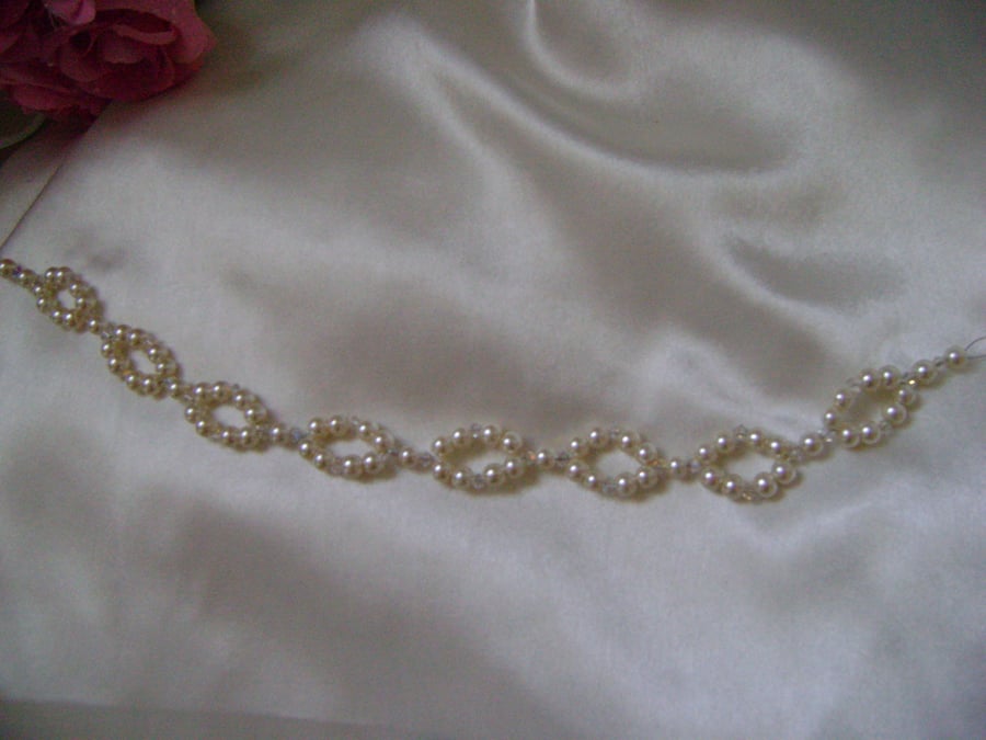 Crystal & Pearl Bridal Link Hair Vine