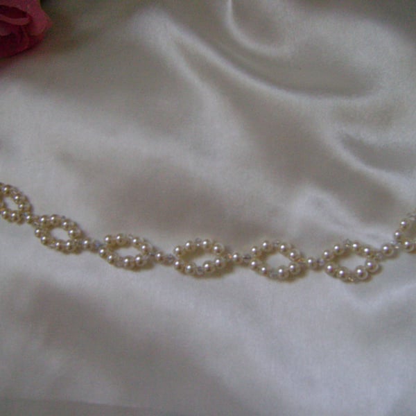 Crystal & Pearl Bridal Link Hair Vine