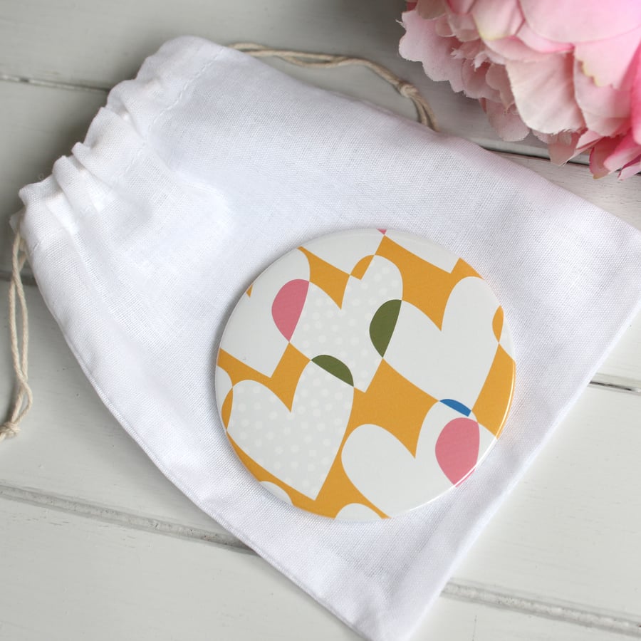 Yellow Hearts Pocket Mirror