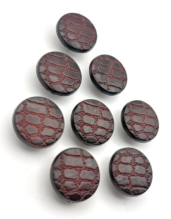 8 Leather Look Buttons, Snakeskin Finish, 20mm, LARP, Buy One Get One Free