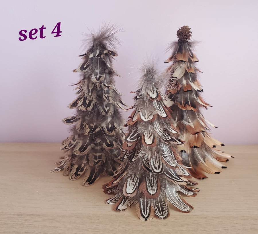 Christmas feather decorations Set 4