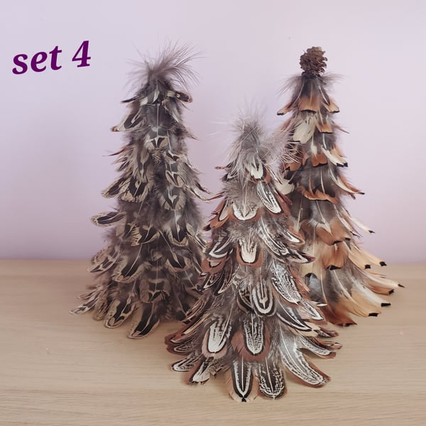 Christmas feather decorations Set 4