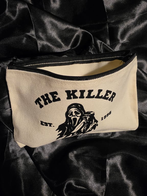Ghostface Horror Zip Pouch, Scream Inspired Makeup Bag, Gothic Pencil Case 