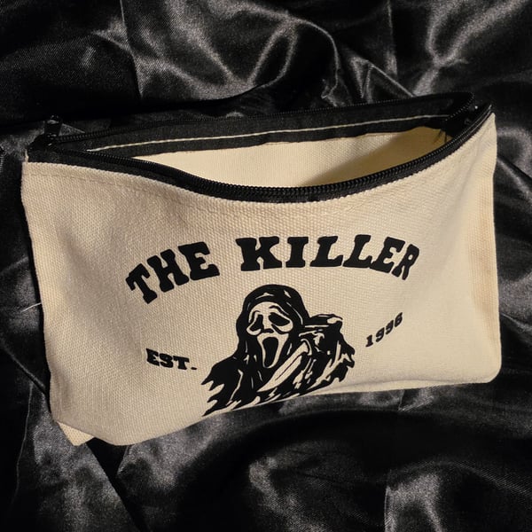 Ghostface Horror Zip Pouch, Scream Inspired Makeup Bag, Gothic Pencil Case 