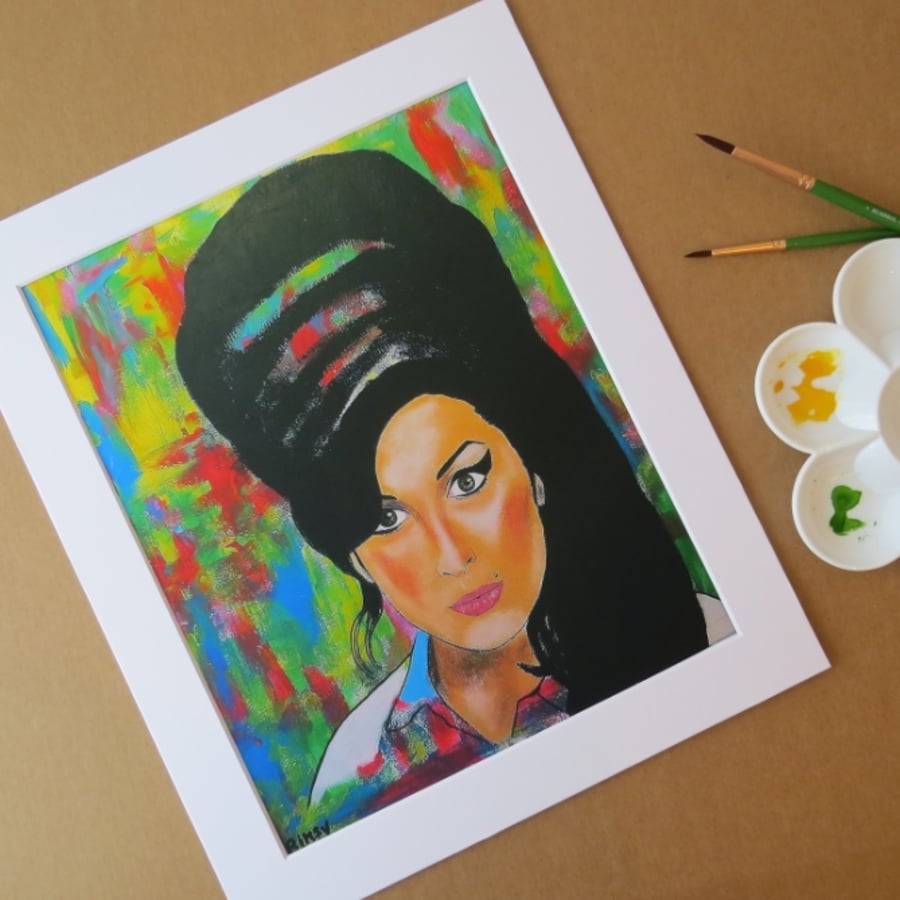 AMY WINEHOUSE - ART PRINT WITH MOUNT