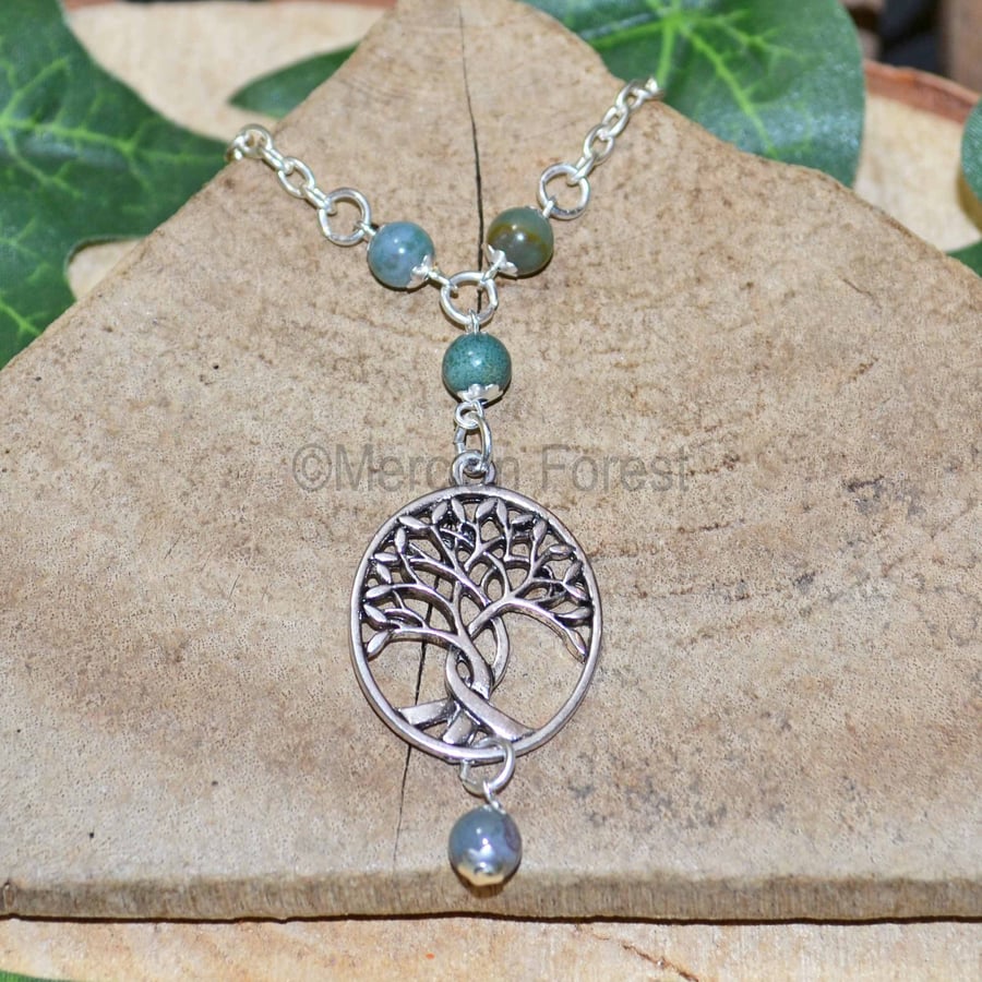 Tree of Life Necklace, handmade with choice of gemstone