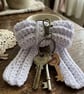 Handmade Crochet Bow Bag Charm & Cottage core Keyring - Image 2