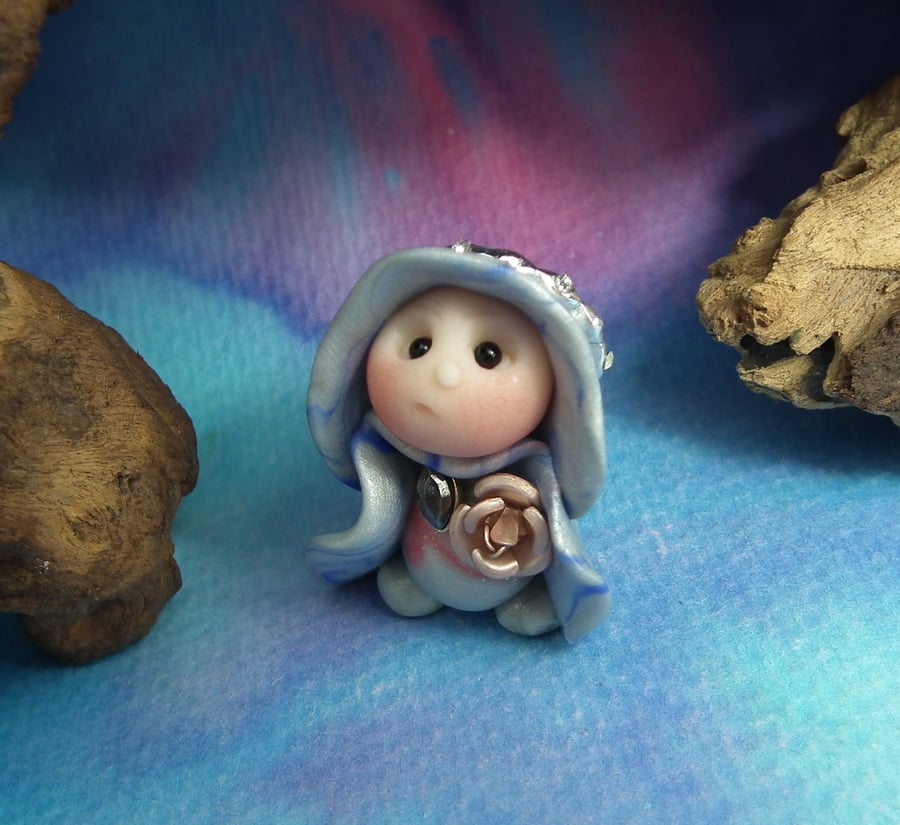 Princess 'Cluni' Tiny Royal Gnome with Crown Jewels OOAK Sculpt by Ann Galvin