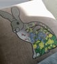 Handprinted & appliquéd cushion Hedgerow Hare - Image 2