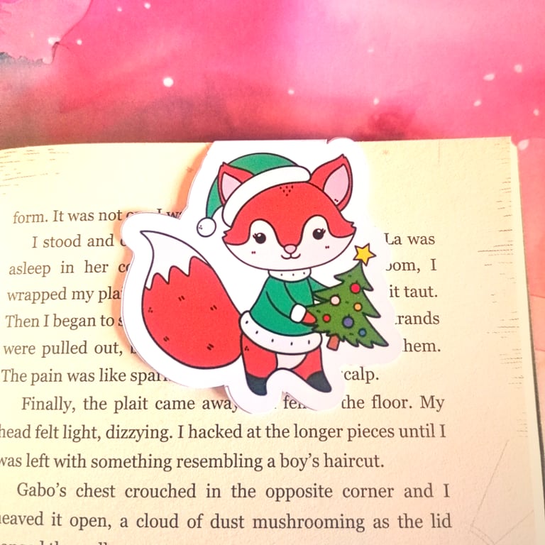 Winter Christmas Fox Magnetic Bookmark 