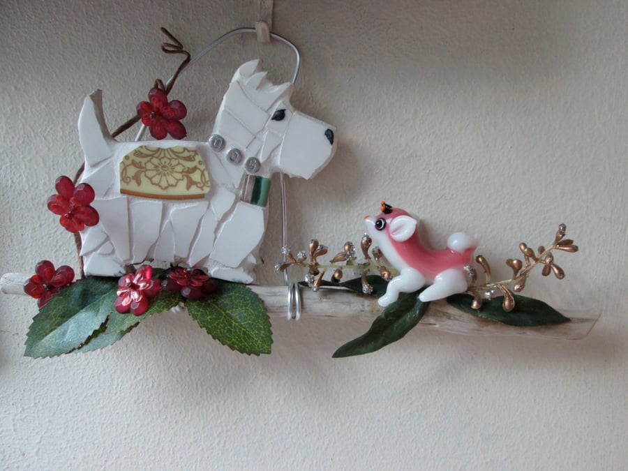 Mosaic Westie with an Alien