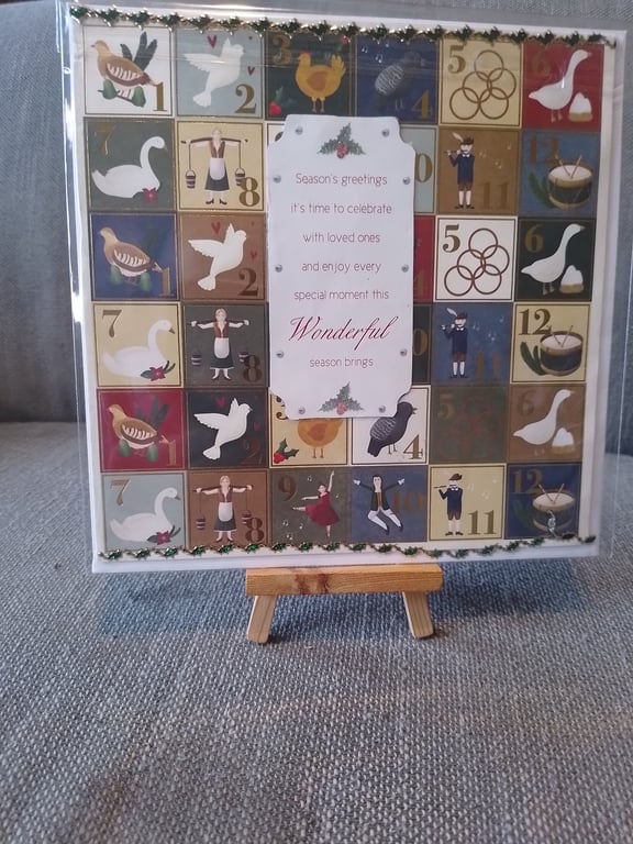 Twelve Days of Christmas Large handmade card