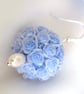 Pale Blue 3D Ball Of Roses Bouquet And Freshwater Pearl Sterling Silver Earrings - Image 3