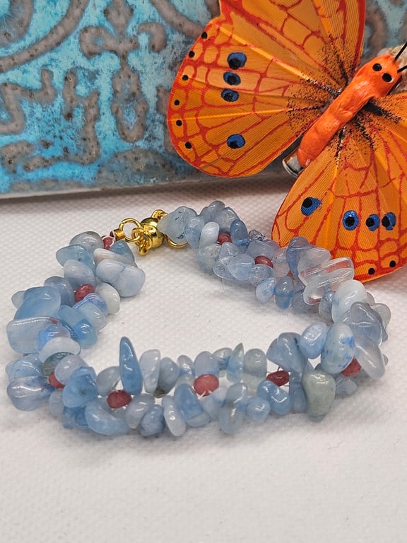 Aquamarine & Quartz Bracelet with Magnetic Clasp