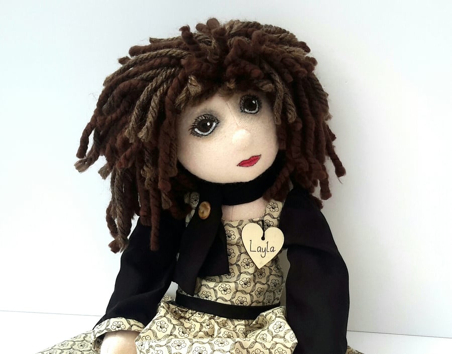Layla, 21" Collectable Cloth Doll, Handmade Rag Doll, Luxury Keepsake Doll
