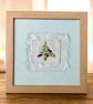 Hand embroidered Christmas tree card with Holly and mistletoe. Luxury, unique.