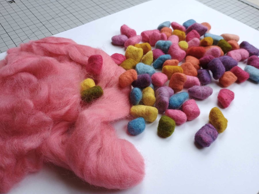 Felted nuggets, plus roving  - fibre art craft supplies - Perfectly Imperfect