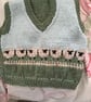 Handknitted fairisle tanktop with sheep for 6 months