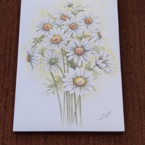 Notepad magnetic back. Daisy painting from original art-work printed on front 