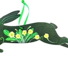The Primrose hare  hand painted  on wood 