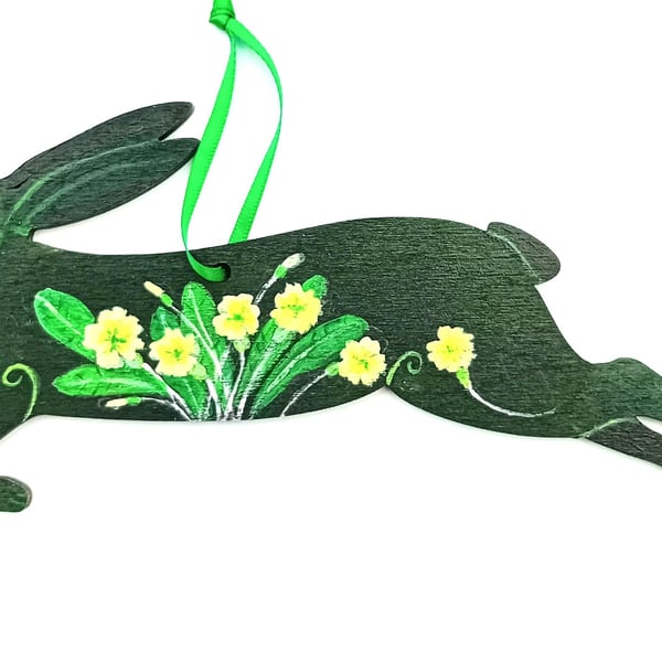 The Primrose hare  hand painted  on wood 