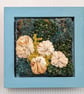 Mossy Textile Art in Teal painted 5" wooden frame.