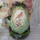 Beautiful Forest Egg (Green) In a Nest stand OOAK Handcrafted