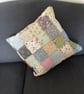 Traditional Multi Coloured Cosy Quilted Patchwork Cushion 18"