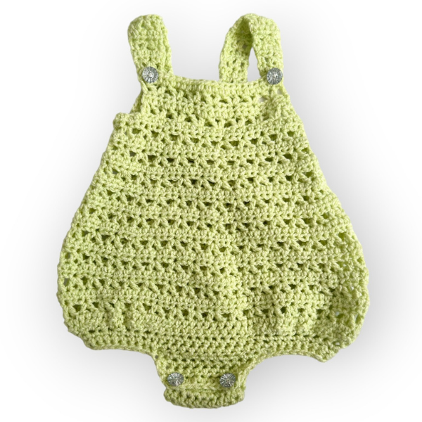 Girls 0-6 Months Avocado Green Crochet Romper - Girls' Summer Outfit