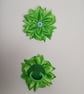Cute Green Flower Hair Bun, Crystal Centre Satin Bows, Birthday Gift for Girl - Image 3