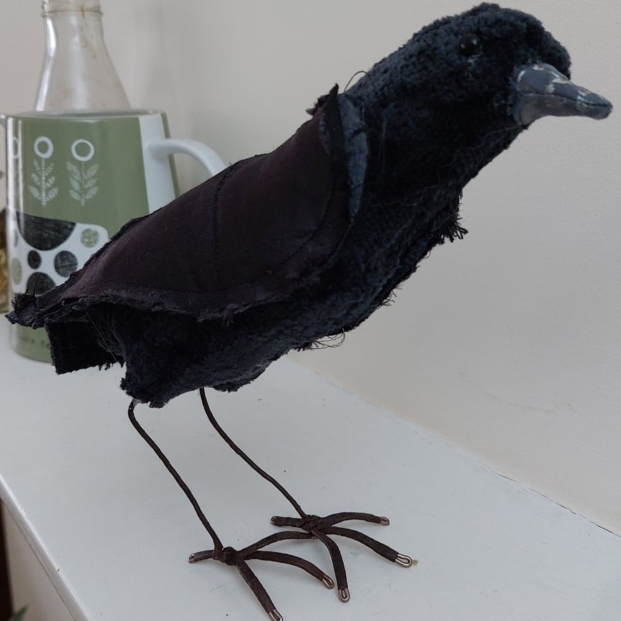 Crow Raven Corvid bird soft sculpture ornament decoration 